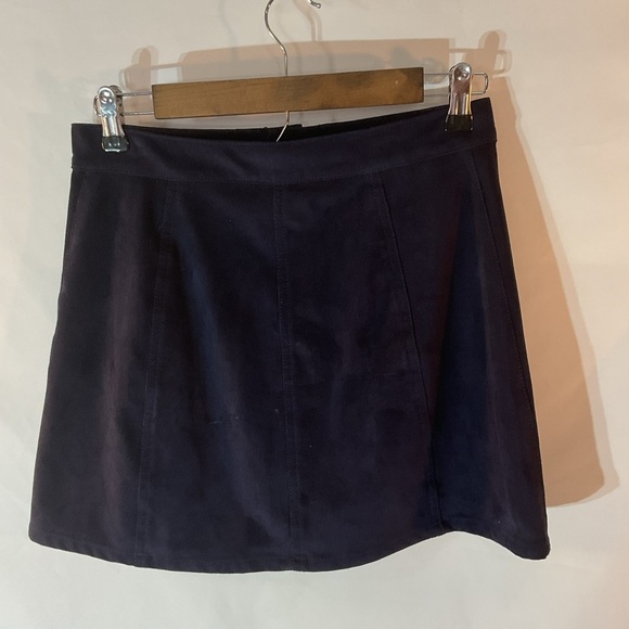 Retro 2 Express Blue Button Up A-Line Mini Skirt Casual Suede-like material - Picture 4 of 10